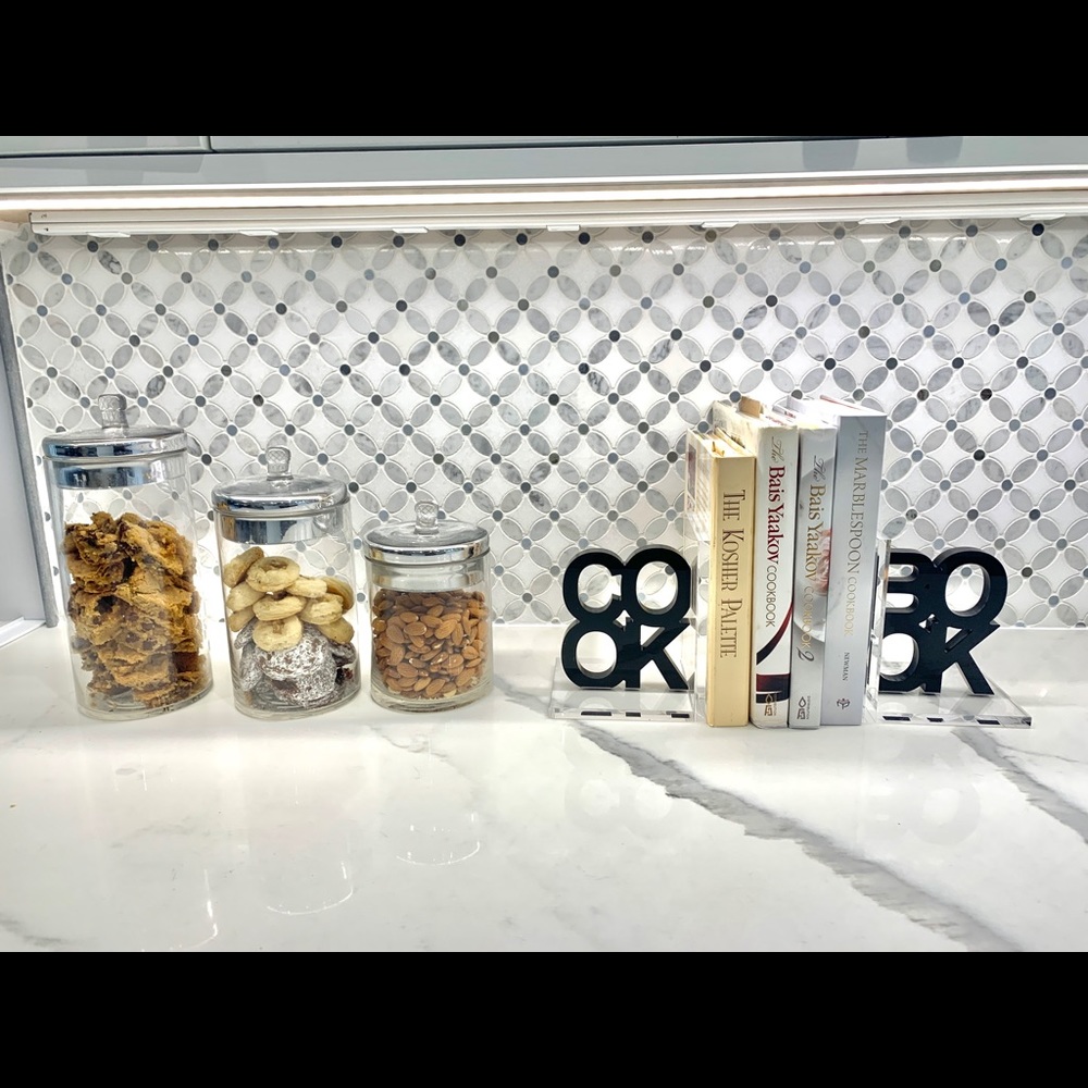 Lucite cookbook bookends